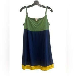 Lucky Tees Green, Yellow and Blue Camisole Top or Mini Dress Size Large